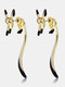 Trendy Lovely Long-tailed Fox Shape Copper Plated Studs Earrings - Gold