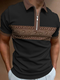 Camisas de golf de manga corta con media cremallera y retales con estampado floral étnico para hombre - Negro