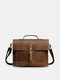 Men Faux Leather Vintage Multifunction Multi-Compartment Briefcase Crossbody Bag Shoulder Bag - Brown