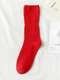 5 जोड़े महिला कॉटन सॉलिड लव प्लेड लेटर्स वार्मथ स्वेट-वाइकिंग फैशन ट्यूब सॉक्स - लाल
