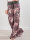 Женщины Plus Размер Цветочный принт на завязках на талии Свободная домашняя повседневная пижама Брюки - пурпурный