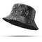 Unisex Snake Pattern Bucket Hat Double-sided Wearable Sun Shade Fisherman Hat - Black