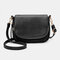 Women Flap Soft Leather Expandable Crossbody Bag - Black