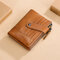 Men 13 Card Slots Rfid Antimagnetic Genuine Leather Solid Wallet - Brown