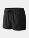 Plain Drawstring MIni Shorts Mesh Liner Workout Running Shorts Beachwear for Men - Black