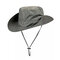 Mens Summer Cotton Visor Bucket Hats Fisherman Hat Outdoor Climbing Sunshade Cap - Army Green
