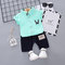 Children's Shirt Short Sleeve Boys Suit Baby Boy Sets - Light Blue
