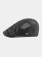 Men Mesh Hollow Out Solid Color Sunshade Breathable Forward Hat Beret Hat Flat Hat - Black