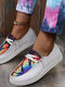 Large Size Women Cow Color Leopard Colorblock Casual Sneakers - Colorful