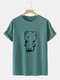 Mens Cartoon Bear Graphic 100% Cotton Cute Short Sleeve T-Shirts - Blue