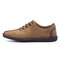 Men British Style Retro Stitching Soft Sole Lace Up Flat Cap-toe Casual Shoes - Khaki