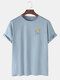 Mens 100% Cotton Banana Printed Round Neck Casual Short Sleeve T-shirts - Light Blue