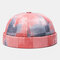 Men & Women Tie-Dye Lattice Pattern Fashion Skull Caps Brimless Cap - Pink