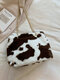 Women Plush Brief Solid Color Leopard Zebra Large Capacity Crossbody Bag Tote - #04