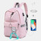Women Word Chain School Large Capacity Backpack - Pink