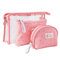 3Pcs Transparent Women's Cosmetic Bag Set Travel Waterproof Washing Bag Makeup Storage Bag - Watermelon Red