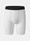 Men Wicking Plain Color Seamless Stitching Design Sport Running Stretch Training Shorts - White