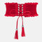 Faja elástica con borlas de cintura para mujer, encaje, ancho sexy, Cinturón, accesorios de moda - rojo