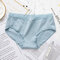 Cotton Lace-trim Hip Lifting Bow-knot Mid Waisted Panties - Blue