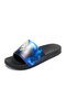 Men Stylish Printing Pattern Slip On Home Casual Slides Slippers - Blue