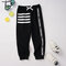 Boy's Striped Print Casual Pants For 2-8Y - Black