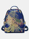 Women Ethnic Sequined Embroidered Peacock Anti-theft Backpack - Blue