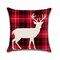 Classical Red Lattice Christmas Elk Series Linen Throw Pillow Case Home Sofa Cushion Cover Decor - #2
