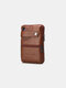 Men Genuine Leather EDC Earphone Hole 6.5 Inch Phone Bag Crossbody Bag Belt Bag - Brown 2