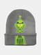 Men & Women Wool Warm Windproof Sunvisor Christmas Green Fur Monster Printing Knitted Hat Beanie - #04
