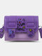Women PU Leather Cartoon Graffiti Pattern Printed Crossbody Bag Shoulder Bag - Purple