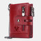 Men Genuine Leather RFID Wallet Card Holder - Red