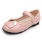 Girls Square Decor Hook Loop Elegant Mary Jane Shoes - Pink