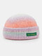 Unisex Knitted Tie-dye Gradient Color Letters Cloth Label All-match Warmth Brimless Beanie Landlord Cap Skull Cap - Pink