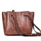 Women Soft PU Leather Bucket Crossbody Bags Large Capacity Leisure Vintage Shoulder Bags - Brown