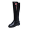 Embroidery Flower Knee High Black Boots - Black