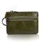 Genuine Leather Small Portable Coin Bag Card Holder Key Bags - Army Green