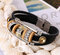 Vintage Genuine Leather Bracelet Punk Rhinestone Bead Bangle Gift for Her - Black