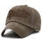 Men's Washed Embroideried Sports Letter Cotton Baseball Cap Outdoor Sunshade Snapback Hats - Brown
