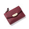 Stylish Small Short Wallet PU Leather Card Holder Coin Bag For Women - Wine Red