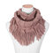 Winter Warm Thick Knitted Collar Scarves With Tassel For Women Outdoor Windproof Scarves - Khaki