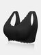 Plus Size Women Seamless Wireless Solid Breathable Lightly Lined Sleep T-Shirt Bra - Black