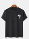 Mens Coconut Tree Print Crew Neck 100% Cotton Short Sleeve T-Shirt - Black