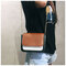 Laides Elegant Color Block Patchwork PU Leather Handbags Flap Crossbody Bags - Brown