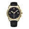 Luminous Display Small Seconds Dial Leather Band Gold Metal Case Men Quartz Watch - 02