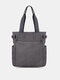 Women Canvas Brief Large Capacity Handbag Daily Light Weight Casual Shoulder Bag - Gray