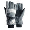 Men Winter Cycling Gloves Velvet Thick Windproof Waterproof Warm Full-finger Outdoor Ski Gloves - White