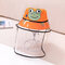 Little Frog Children's Fisherman à prova de poeira Chapéu Sun Chapéu Tela removível para rosto - laranja
