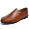 Men Pure Color British Style Outdoor Business Casual Driving Loafers - Dark Brown