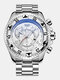 Large Dial Men Business Watch Decorated Pointer Steel Band Calendar Waterproof Quartz Watch - Silver