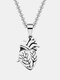 Stainless Steel Necklace Heart Shape Bead Chain Vintage Pendant Couple Necklace - #06